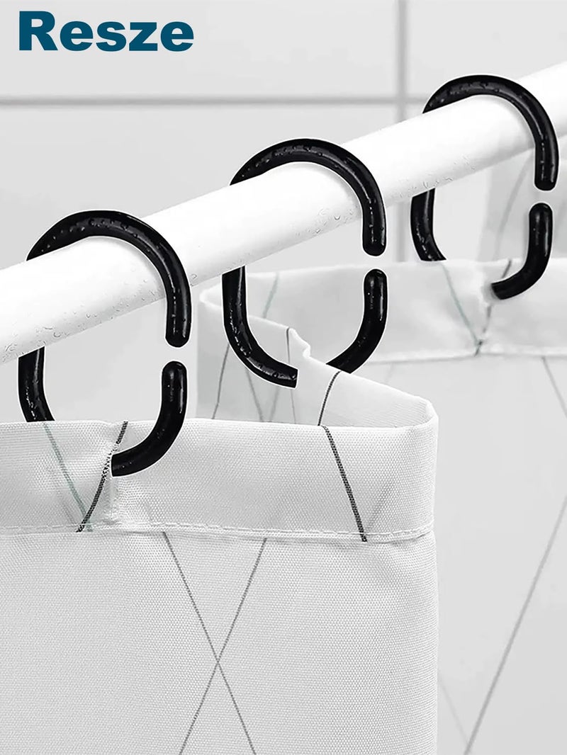 Resze 24 PCS Shower Curtain Rings,Plastic Black Shower Curtain Hooks,C-Shaped Rings Hook Hanger Bathroom Shower Window Rod - Image 5